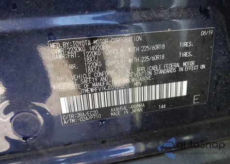 2019 Toyota Rav4 Hybrid Xse from USA, damaged, VIN JTMEWRFV1KJ027250
